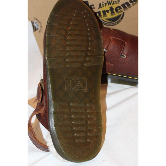 Dr Martens Men\'s Jorge Leather Shearling Slingback Mule Clog Cashew Brown 13 NIB